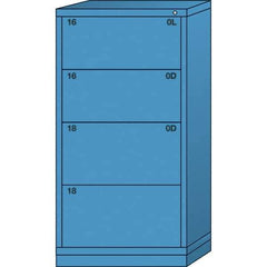 Lyon - 4 Drawer, Standard Eye-Level - Single Drawer Access Cabinet - Steel, 30" Wide x 28-1/4" Deep x 59-1/4" High, Wedgewood Blue - Industrial Tool & Supply