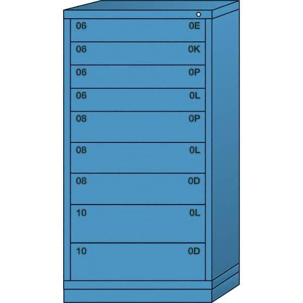 Lyon - 9 Drawer, Standard Eye-Level - Multiple Drawer Access Cabinet - Steel, 30" Wide x 28-1/4" Deep x 59-1/4" High, Wedgewood Blue - Industrial Tool & Supply
