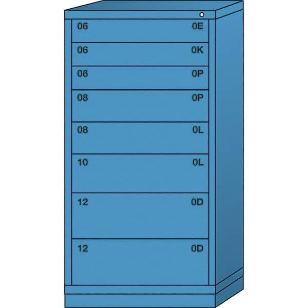 Lyon - 8 Drawer, Standard Eye-Level - Multiple Drawer Access Cabinet - Steel, 30" Wide x 28-1/4" Deep x 59-1/4" High, Wedgewood Blue - Industrial Tool & Supply