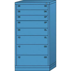 Lyon - 8 Drawer, Standard Eye-Level - Single Drawer Access Cabinet - Steel, 30" Wide x 28-1/4" Deep x 59-1/4" High, Wedgewood Blue - Industrial Tool & Supply