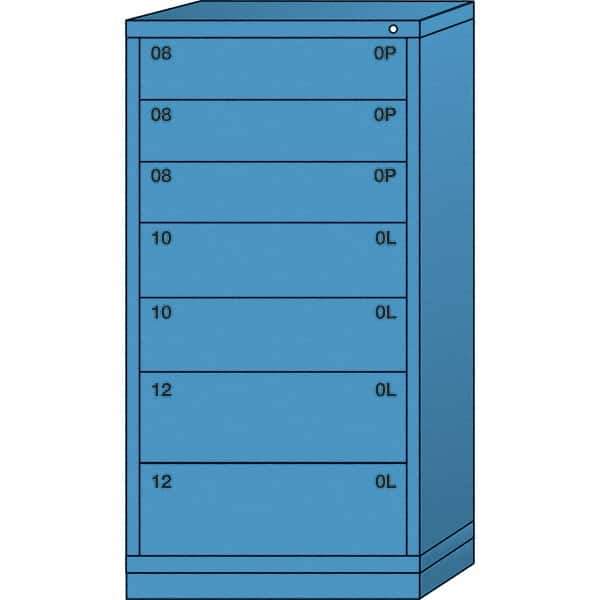 Lyon - 7 Drawer, Standard Eye-Level - Single Drawer Access Cabinet - Steel, 30" Wide x 28-1/4" Deep x 59-1/4" High, Wedgewood Blue - Industrial Tool & Supply