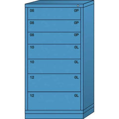 Lyon - 7 Drawer, Standard Eye-Level - Multiple Drawer Access Cabinet - Steel, 30" Wide x 28-1/4" Deep x 59-1/4" High, Wedgewood Blue - Industrial Tool & Supply