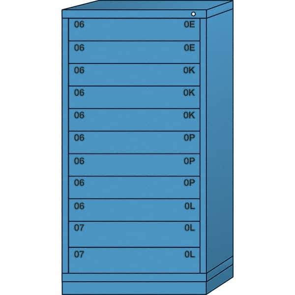 Lyon - 11 Drawer, Standard Eye-Level - Single Drawer Access Cabinet - Steel, 30" Wide x 28-1/4" Deep x 59-1/4" High, Wedgewood Blue - Industrial Tool & Supply