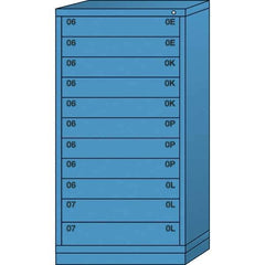 Lyon - 11 Drawer, Standard Eye-Level - Multiple Drawer Access Cabinet - Steel, 30" Wide x 28-1/4" Deep x 59-1/4" High, Wedgewood Blue - Industrial Tool & Supply
