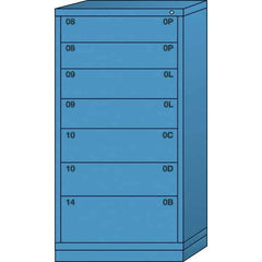 Lyon - 7 Drawer, Standard Eye-Level - Multiple Drawer Access Cabinet - Steel, 30" Wide x 28-1/4" Deep x 59-1/4" High, Wedgewood Blue - Industrial Tool & Supply