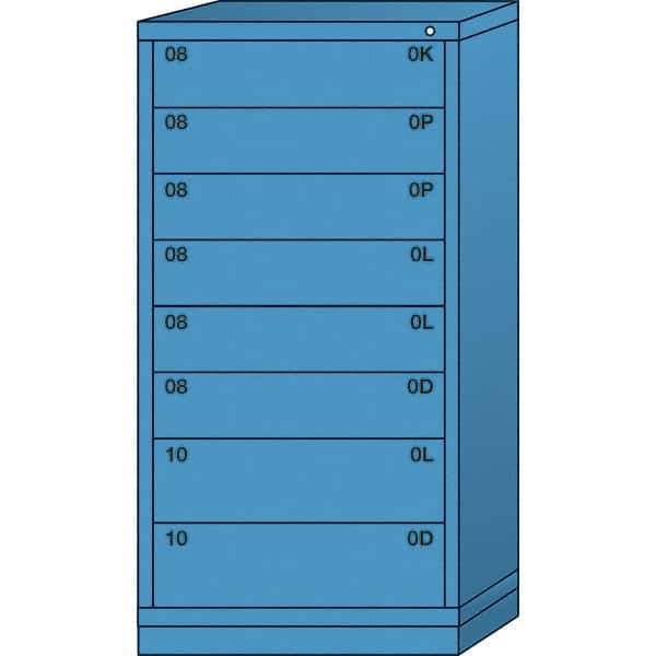 Lyon - 8 Drawer, Standard Eye-Level - Multiple Drawer Access Cabinet - Steel, 30" Wide x 28-1/4" Deep x 59-1/4" High, Wedgewood Blue - Industrial Tool & Supply