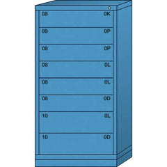 Lyon - 8 Drawer, Standard Eye-Level - Multiple Drawer Access Cabinet - Steel, 30" Wide x 28-1/4" Deep x 59-1/4" High, Wedgewood Blue - Industrial Tool & Supply