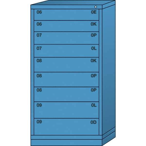 Lyon - 9 Drawer, Standard Eye-Level - Multiple Drawer Access Cabinet - Steel, 30" Wide x 28-1/4" Deep x 59-1/4" High, Wedgewood Blue - Industrial Tool & Supply