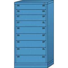 Lyon - 9 Drawer, Standard Eye-Level - Multiple Drawer Access Cabinet - Steel, 30" Wide x 28-1/4" Deep x 59-1/4" High, Wedgewood Blue - Industrial Tool & Supply