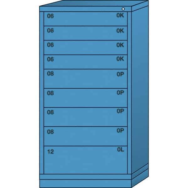 Lyon - 9 Drawer, Standard Eye-Level - Single Drawer Access Cabinet - Steel, 30" Wide x 28-1/4" Deep x 59-1/4" High, Wedgewood Blue - Industrial Tool & Supply