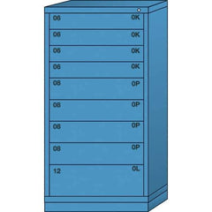 Lyon - 9 Drawer, Standard Eye-Level - Multiple Drawer Access Cabinet - Steel, 30" Wide x 28-1/4" Deep x 59-1/4" High, Wedgewood Blue - Industrial Tool & Supply