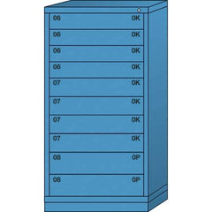 Lyon - 10 Drawer, Standard Eye-Level - Multiple Drawer Access Cabinet - Steel, 30" Wide x 28-1/4" Deep x 59-1/4" High, Wedgewood Blue - Industrial Tool & Supply