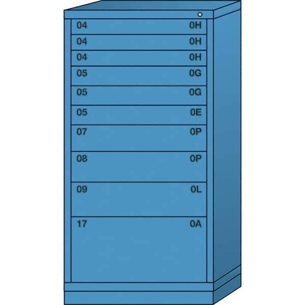 Lyon - 10 Drawer, Standard Eye-Level - Single Drawer Access Cabinet - Steel, 30" Wide x 28-1/4" Deep x 59-1/4" High, Wedgewood Blue - Industrial Tool & Supply