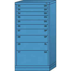 Lyon - 10 Drawer, Standard Eye-Level - Single Drawer Access Cabinet - Steel, 30" Wide x 28-1/4" Deep x 59-1/4" High, Wedgewood Blue - Industrial Tool & Supply