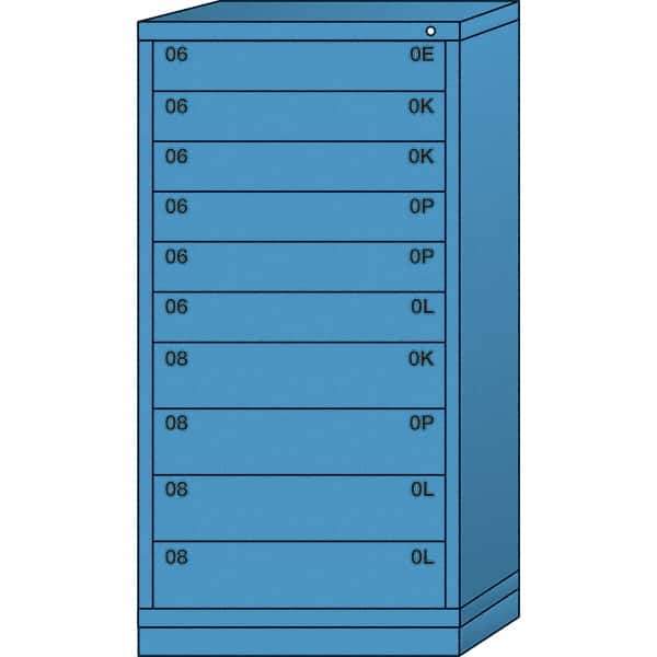 Lyon - 10 Drawer, Standard Eye-Level - Multiple Drawer Access Cabinet - Steel, 30" Wide x 28-1/4" Deep x 59-1/4" High, Wedgewood Blue - Industrial Tool & Supply