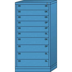 Lyon - 10 Drawer, Standard Eye-Level - Single Drawer Access Cabinet - Steel, 30" Wide x 28-1/4" Deep x 59-1/4" High, Wedgewood Blue - Industrial Tool & Supply