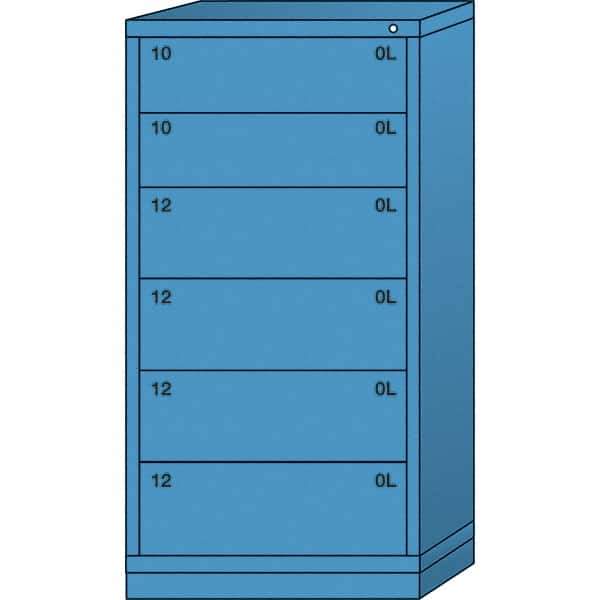 Lyon - 6 Drawer, Standard Eye-Level - Multiple Drawer Access Cabinet - Steel, 30" Wide x 28-1/4" Deep x 59-1/4" High, Wedgewood Blue - Industrial Tool & Supply