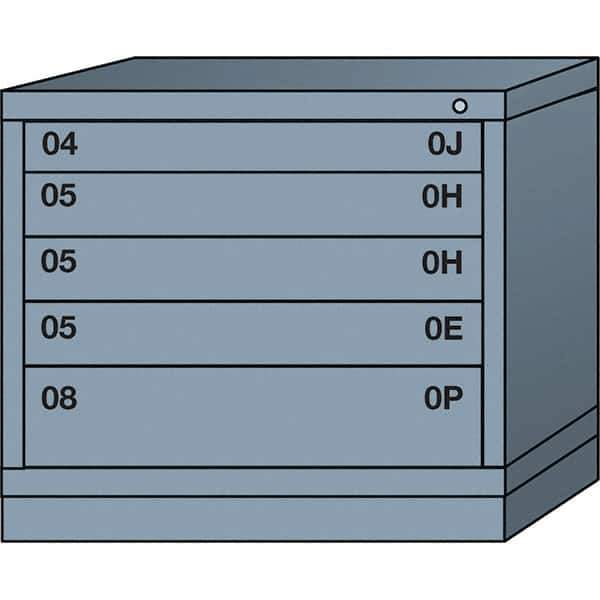 Lyon - 5 Drawer, Standard Desk Height - Multiple Drawer Access Cabinet - Steel, 30" Wide x 28-1/4" Deep x 26-7/8" High, Dove Gray - Industrial Tool & Supply
