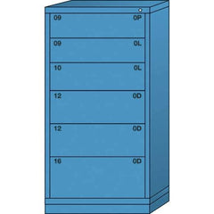 Lyon - 6 Drawer, Standard Eye-Level - Multiple Drawer Access Cabinet - Steel, 30" Wide x 28-1/4" Deep x 59-1/4" High, Wedgewood Blue - Industrial Tool & Supply