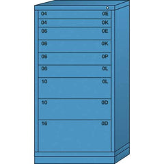 Lyon - 9 Drawer, Standard Eye-Level - Multiple Drawer Access Cabinet - Steel, 30" Wide x 28-1/4" Deep x 59-1/4" High, Wedgewood Blue - Industrial Tool & Supply