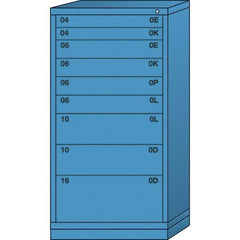 Lyon - 9 Drawer, Standard Eye-Level - Single Drawer Access Cabinet - Steel, 30" Wide x 28-1/4" Deep x 59-1/4" High, Wedgewood Blue - Industrial Tool & Supply