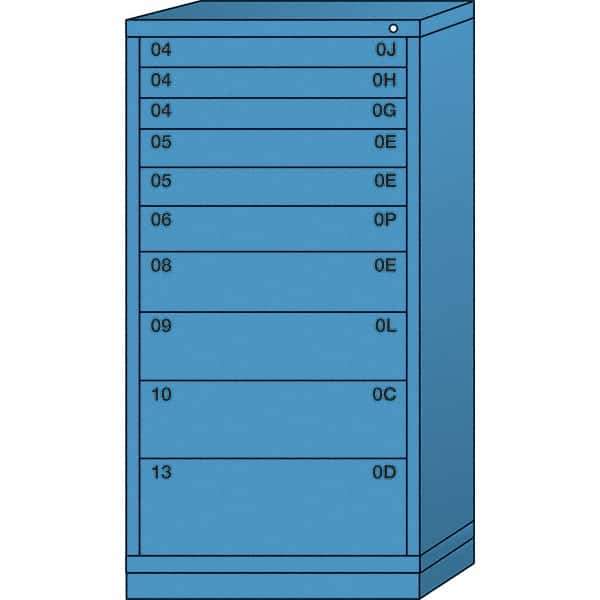 Lyon - 10 Drawer, Standard Eye-Level - Multiple Drawer Access Cabinet - Steel, 30" Wide x 28-1/4" Deep x 59-1/4" High, Wedgewood Blue - Industrial Tool & Supply