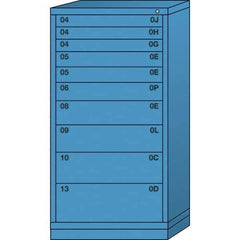 Lyon - 10 Drawer, Standard Eye-Level - Multiple Drawer Access Cabinet - Steel, 30" Wide x 28-1/4" Deep x 59-1/4" High, Wedgewood Blue - Industrial Tool & Supply