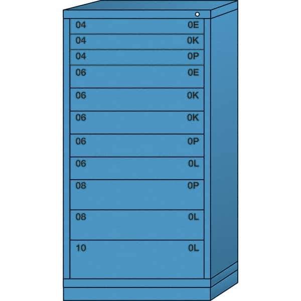 Lyon - 11 Drawer, Standard Eye-Level - Multiple Drawer Access Cabinet - Steel, 30" Wide x 28-1/4" Deep x 59-1/4" High, Wedgewood Blue - Industrial Tool & Supply