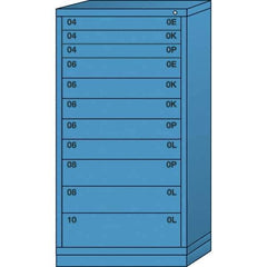 Lyon - 11 Drawer, Standard Eye-Level - Single Drawer Access Cabinet - Steel, 30" Wide x 28-1/4" Deep x 59-1/4" High, Wedgewood Blue - Industrial Tool & Supply