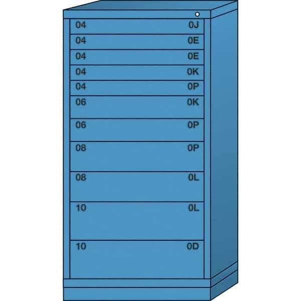 Lyon - 11 Drawer, Standard Eye-Level - Single Drawer Access Cabinet - Steel, 30" Wide x 28-1/4" Deep x 59-1/4" High, Wedgewood Blue - Industrial Tool & Supply