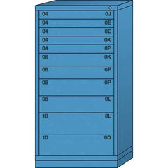 Lyon - 11 Drawer, Standard Eye-Level - Single Drawer Access Cabinet - Steel, 30" Wide x 28-1/4" Deep x 59-1/4" High, Wedgewood Blue - Industrial Tool & Supply
