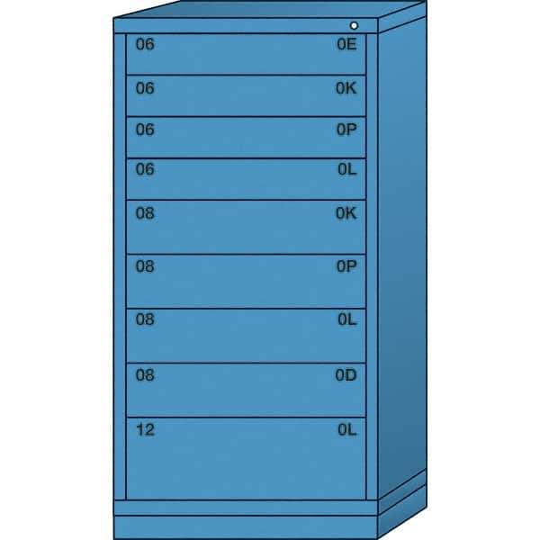 Lyon - 9 Drawer, Standard Eye-Level - Single Drawer Access Cabinet - Steel, 30" Wide x 28-1/4" Deep x 59-1/4" High, Wedgewood Blue - Industrial Tool & Supply