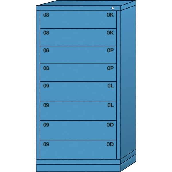 Lyon - 8 Drawer, Standard Eye-Level - Multiple Drawer Access Cabinet - Steel, 30" Wide x 28-1/4" Deep x 59-1/4" High, Wedgewood Blue - Industrial Tool & Supply