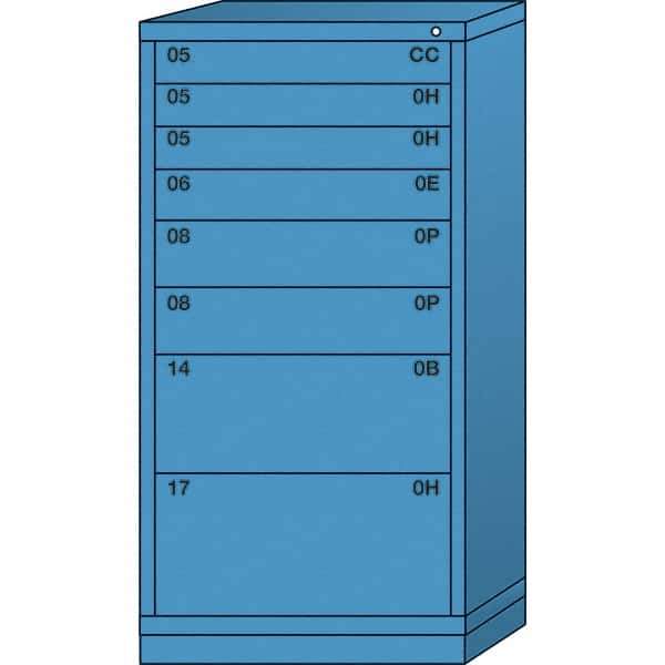 Lyon - 8 Drawer, Standard Eye-Level - Single Drawer Access Cabinet - Steel, 30" Wide x 28-1/4" Deep x 59-1/4" High, Wedgewood Blue - Industrial Tool & Supply