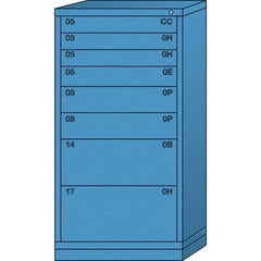 Lyon - 8 Drawer, Standard Eye-Level - Single Drawer Access Cabinet - Steel, 30" Wide x 28-1/4" Deep x 59-1/4" High, Wedgewood Blue - Industrial Tool & Supply
