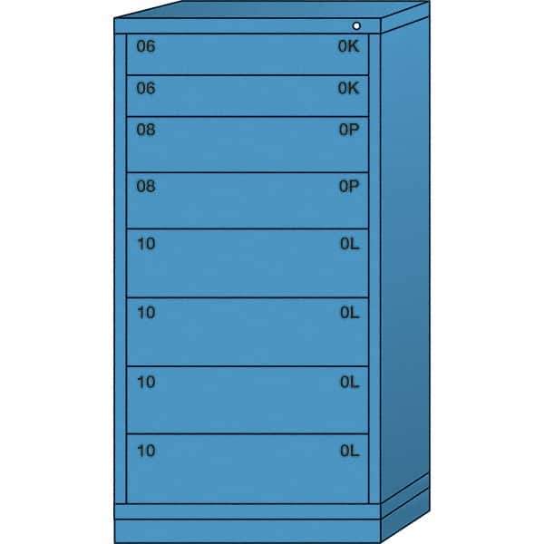 Lyon - 8 Drawer, Standard Eye-Level - Multiple Drawer Access Cabinet - Steel, 30" Wide x 28-1/4" Deep x 59-1/4" High, Wedgewood Blue - Industrial Tool & Supply