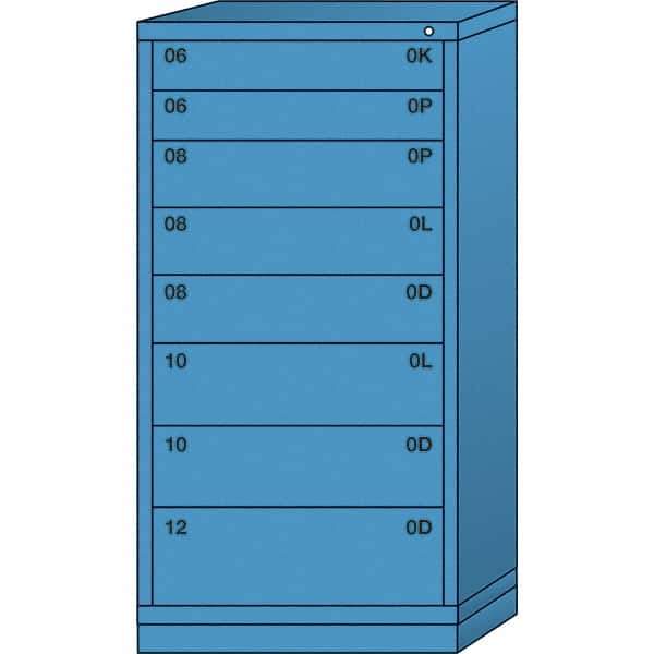 Lyon - 8 Drawer, Standard Eye-Level - Multiple Drawer Access Cabinet - Steel, 30" Wide x 28-1/4" Deep x 59-1/4" High, Wedgewood Blue - Industrial Tool & Supply