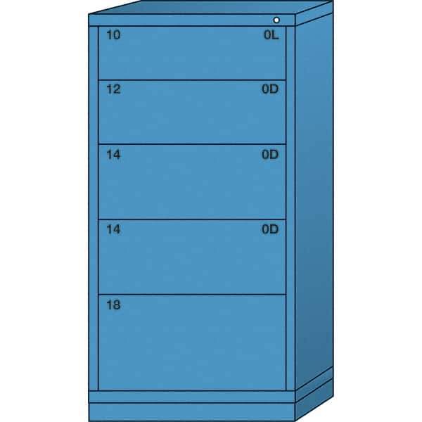 Lyon - 5 Drawer, Standard Eye-Level - Multiple Drawer Access Cabinet - Steel, 30" Wide x 28-1/4" Deep x 59-1/4" High, Wedgewood Blue - Industrial Tool & Supply