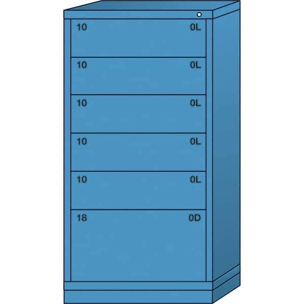 Lyon - 6 Drawer, Standard Eye-Level - Multiple Drawer Access Cabinet - Steel, 30" Wide x 28-1/4" Deep x 59-1/4" High, Wedgewood Blue - Industrial Tool & Supply