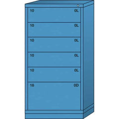 Lyon - 6 Drawer, Standard Eye-Level - Multiple Drawer Access Cabinet - Steel, 30" Wide x 28-1/4" Deep x 59-1/4" High, Wedgewood Blue - Industrial Tool & Supply