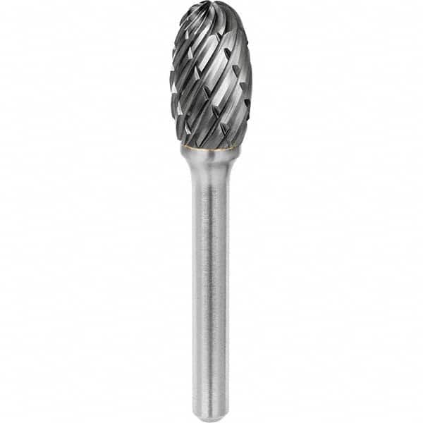 SGS Pro - 1/2" Cut Diam, 1/4" Shank Diam, Tungsten Carbide Steel Cut Oval Burr - Industrial Tool & Supply