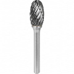 SGS Pro - 1/2" Cut Diam, 1/4" Shank Diam, Tungsten Carbide Steel Cut Oval Burr - Industrial Tool & Supply