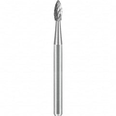 SGS Pro - 1/8" Cut Diam, 1/8" Shank Diam, Tungsten Carbide Double Cut Flame Burr - Industrial Tool & Supply