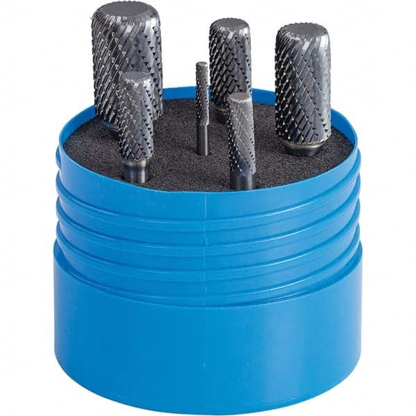 SGS Pro - Burr Sets Head Shape: (6) Corner Radius/Cylinder Tooth Style: Double Cut - Industrial Tool & Supply