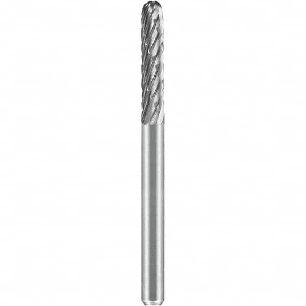 SGS Pro - 1/8" Cut Diam, 1/8" Shank Diam, Tungsten Carbide Double Cut Ball Nose Cylinder Burr - Industrial Tool & Supply