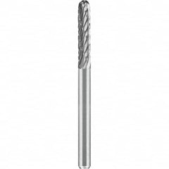 SGS Pro - 1/8" Cut Diam, 1/8" Shank Diam, Tungsten Carbide Double Cut Ball Nose Cylinder Burr - Industrial Tool & Supply