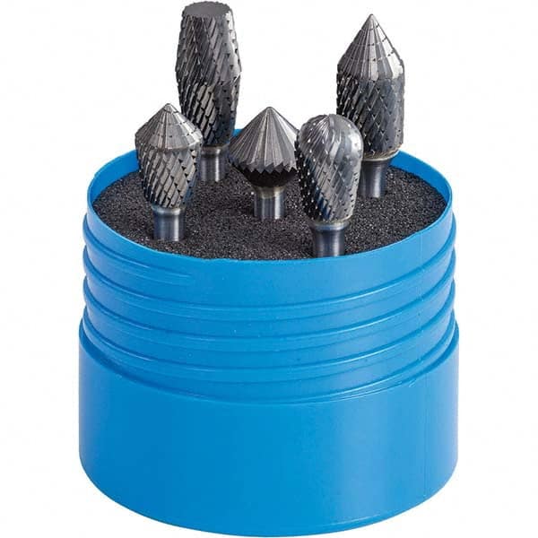 SGS Pro - Burr Sets Head Shape: Combi/Ball; Combi/60 Cone/Cylinder; Combi/Inverted Cone/Cylinder; Combi/90 Cone; Combi/Double Inverted Cone Tooth Style: Double Cut - Industrial Tool & Supply