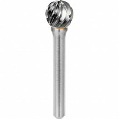 SGS Pro - 1/4" Cut Diam, 1/4" Shank Diam, Tungsten Carbide Steel Cut Ball Burr - Industrial Tool & Supply