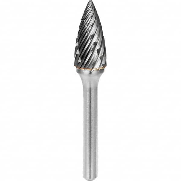SGS Pro - 1/4" Cut Diam, 1/4" Shank Diam, Tungsten Carbide Steel Cut Pointed Tree Burr - Industrial Tool & Supply