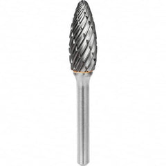 SGS Pro - 1/2" Cut Diam, 1/4" Shank Diam, Tungsten Carbide Steel Cut Flame Burr - Industrial Tool & Supply